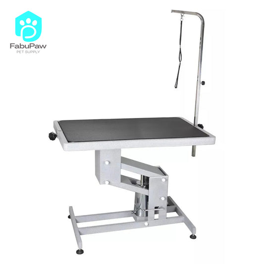 Height Adjustable Hydraulic Professional Grooming Table With Single Arm Black Single Side Top