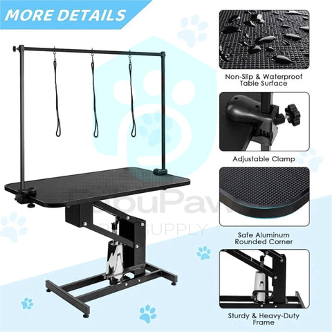 Collapsible Dog Grooming Table Stainless Steel Scissors Lift Comfort Height Adjustable Pet Proofing