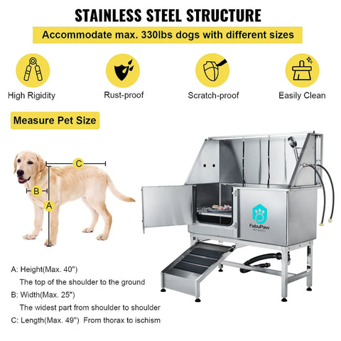 Wholesale Sustainable 62 inch luxury Stainless Steel Dog Grooming Bath Tub Durable Dog Washing Station Bathtub pet spa