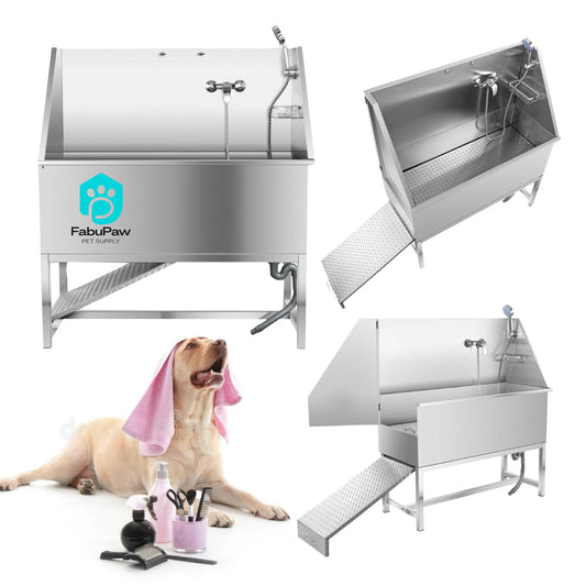 Portable Dog and Cat Washing Station Stainless Steel Pet Grooming Bath Tub Durable Pet Bath